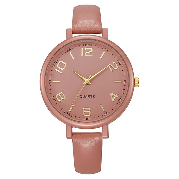 Women's Alloy And Imitation Leather Quartz Belt Watch Round Dial Pin Buckle Retro Casual Style