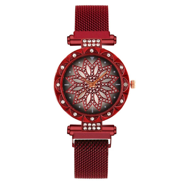 Women's Alloy And Metal Strap Watch With Round Dial And Suction Iron Buckle Fashion Style