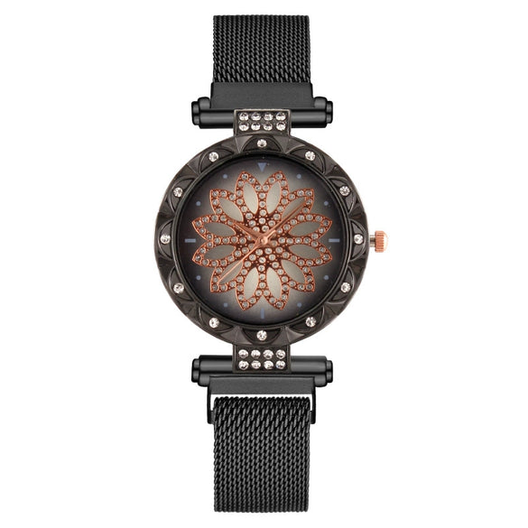 Women's Alloy And Metal Strap Watch With Round Dial And Suction Iron Buckle Fashion Style