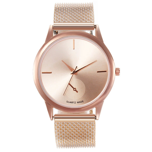 Women's Alloy And Plastic Mesh Quartz Watch With Round Dial And Fashion Style