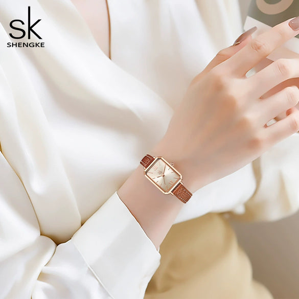 Women's Alloy And Pu Watch Fashion Simple Light Luxury Business Square Dial Waterproof