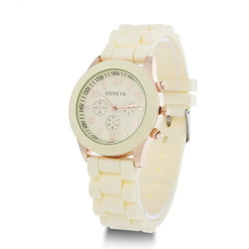 Women's Alloy And Silicone Leisure Style Round Dial Quartz Wristwatch