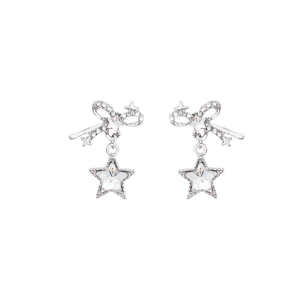 Women's Alloy And 925 Silver Bow And Star Earrings With Electroplating