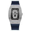 Women's Alloy And Stainless Steel Barrelshaped Diamondencrusted Quartz Fashion Watch