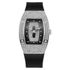 Women's Alloy And Stainless Steel Barrelshaped Diamondencrusted Quartz Fashion Watch