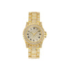 Women's Alloy And Stainless Steel Diamondencrusted Fashion Quartz Watch With Round Roman Dial