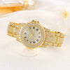 Women's Alloy And Stainless Steel Diamondencrusted Fashion Quartz Watch With Round Roman Dial