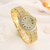 Women's Alloy And Stainless Steel Diamondencrusted Fashion Quartz Watch With Round Roman Dial