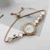 Women's Alloy And Stainless Steel Four Leaf Clover Fashion Pull Bracelet Watch With Round Dial