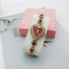 Women's Alloy And Stainless Steel Leisure Quartz Watch With Heart Dial And Jewelry Buckle