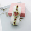 Women's Alloy And Stainless Steel Leisure Quartz Watch With Heart Dial And Jewelry Buckle