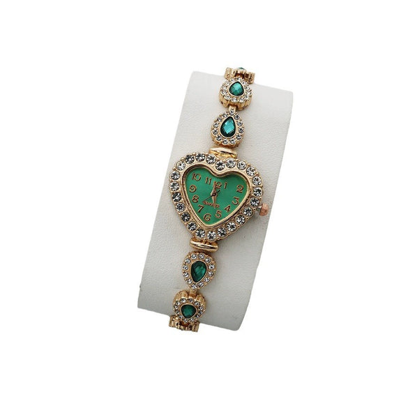 Women's Alloy And Stainless Steel Leisure Quartz Watch With Heart Dial And Jewelry Buckle