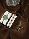 Women's Alloy And Stainless Steel Quartz Watch Bracelet Necklace Set With Round Dial Fashion Style