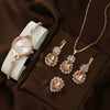Women's Alloy And Stainless Steel Quartz Watch Bracelet Necklace Set With Round Dial Fashion Style