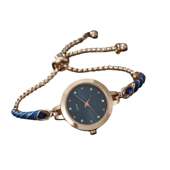 Women's Alloy And Stainless Steel Quartz Watch Bracelet Necklace Set With Round Dial Fashion Style