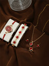 Women's Alloy And Stainless Steel Quartz Watch Bracelet Necklace Set With Round Dial Fashion Style