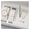 Women's Alloy And Stainless Steel Round Dial Diamond Mixed Scale Quartz Watch And Gypsophila Bracelet Fashion Gift Set
