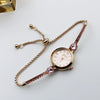 Women's Alloy And Stainless Steel Round Dial Quartz Bracelet Watch Diamondencrusted Leisure Style