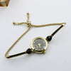 Women's Alloy And Stainless Steel Round Dial Quartz Bracelet Watch Diamondencrusted Leisure Style