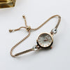 Women's Alloy And Stainless Steel Round Dial Quartz Bracelet Watch Diamondencrusted Leisure Style