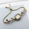 Women's Alloy And Stainless Steel Square Quartz Watch With Butterfly Design