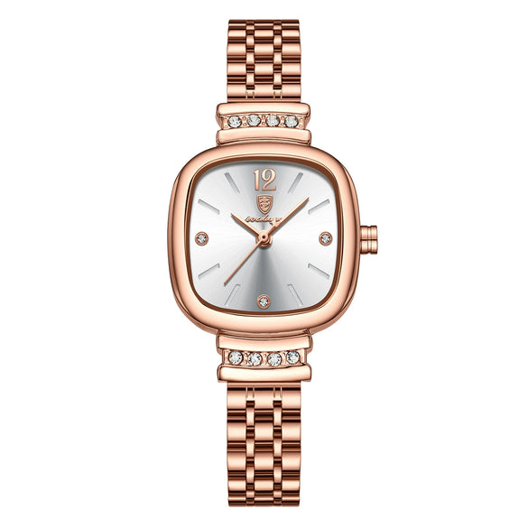 Women's Alloy And Stainless Steel Square Ultrathin Casual Quartz Watch With Mineral Reinforced Glass Mirror