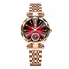 Women's Alloy And Stainless Steel Waterproof Round Quartz Watch With Diamondcut And Butterfly Double Snap Buckle