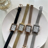 Women's Alloy And Steel Band Rectangular Quartz Watch Simple Elegant Style