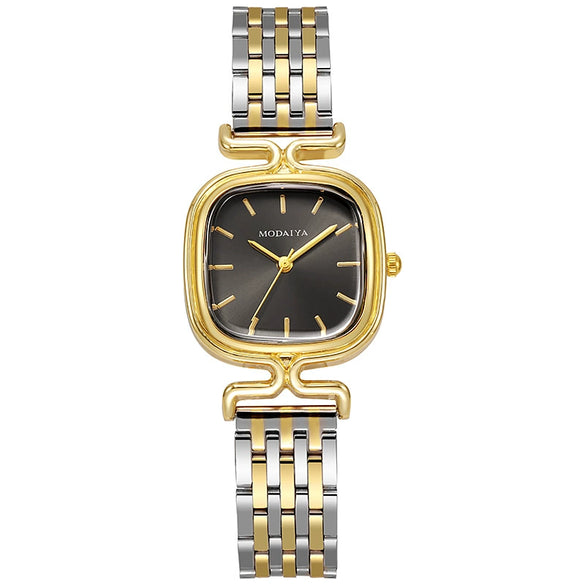 Women's Alloy And Steel Belt Square Dial Quartz Watch Light Luxury Casual Fashionable