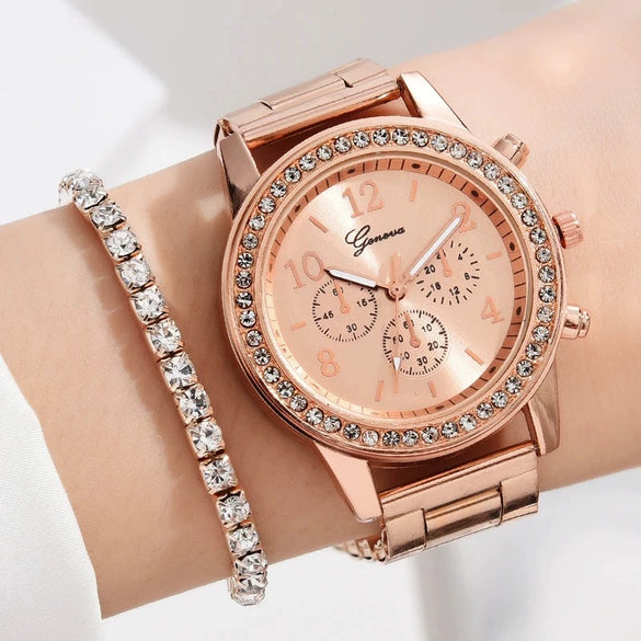 Women's Alloy And Titanium Alloy Casual Fashion Rectangle Dial Quartz Watch