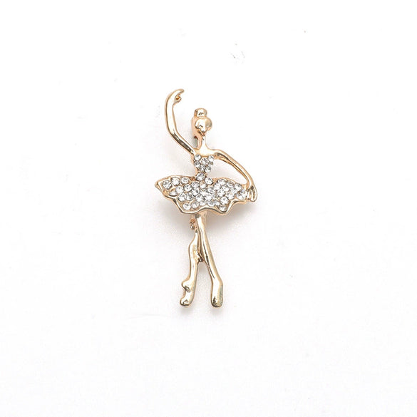 Women's Alloy Ballerina Brooch Pin With Diamond Embellished Cartoon Character Design Fashion Clothing Accessory