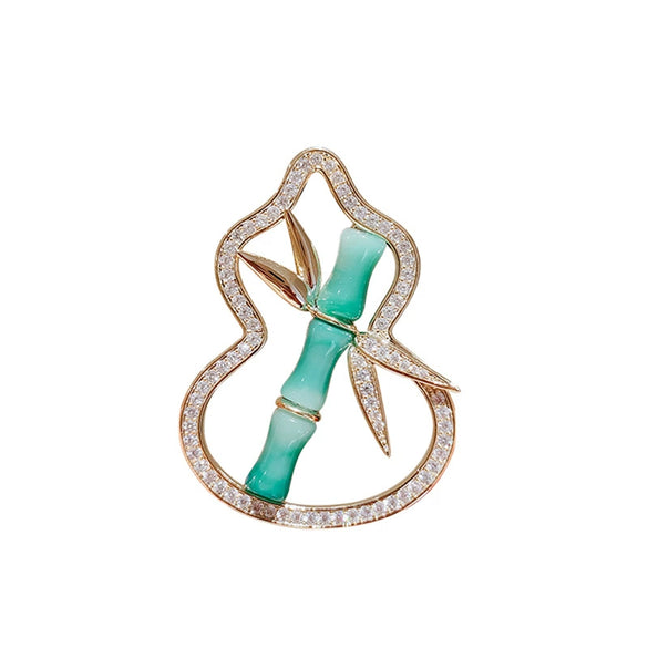 Women's Alloy Bamboo Gourd Flower Brooch With Electroplating Treatment Antique Elegant Style