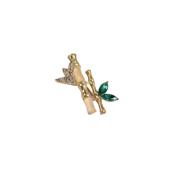 Women's Alloy Bamboo Stepbystep Design Electroplated Suit Brooch Pin Accessories