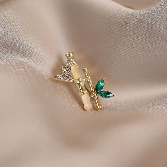 Women's Alloy Bamboo Stepbystep Design Electroplated Suit Brooch Pin Accessories