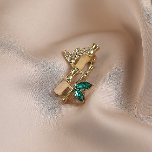 Women's Alloy Bamboo Stepbystep Design Electroplated Suit Brooch Pin Accessories