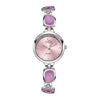 Women's Alloy Band And Case Fashion Light Luxury Disc Elegant Quartz Watch With Sun Pattern And Spiral Crown