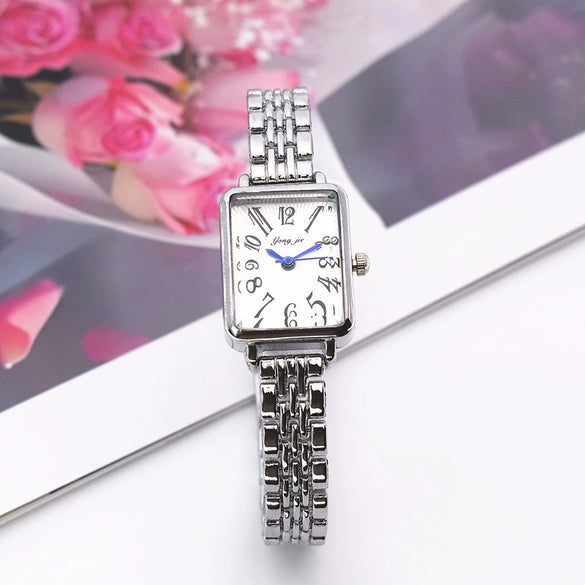 Women's Alloy Band Rectangle Dial Leisure Style Quartz Watch