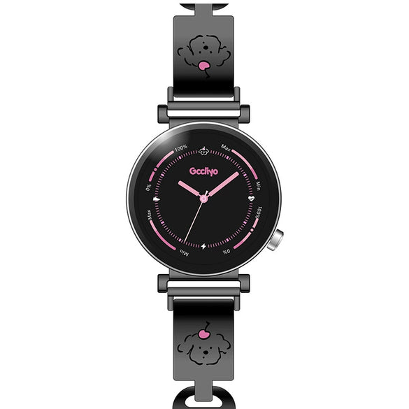 Women's Alloy Band Round Dial Leisure Style Carved Love Puppy Wrist Watch