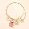 Women's Alloy Bear Bracelet With The Crown Pattern And Microinlay Process In Hot Pink Color