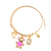Women's Alloy Bear Bracelet With The Crown Pattern And Microinlay Process In Hot Pink Color