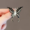 Women's Alloy Black Wing Butterfly Shining Design Sense Electroplated Brooch Pin Accessories