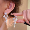 Women's Alloy Bow Tie Pearl Tassel Earrings French Retro Electroplated Light Luxury Ear Jewelry