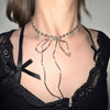 Women's Alloy Bowknot Pendant Necklace With Metal Chain And Irregular Tassel Collarbone Design Sweet And Cool Style
