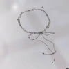Women's Alloy Bowknot Pendant Necklace With Metal Chain And Irregular Tassel Collarbone Design Sweet And Cool Style
