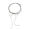 Women's Alloy Bowknot Pendant Necklace With Metal Chain And Irregular Tassel Collarbone Design Sweet And Cool Style