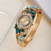Women's Alloy Bracelet Quartz Watch With Diamonddecorated Butterfly Flower Design And Round Dial