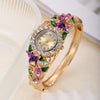 Women's Alloy Bracelet Quartz Watch With Diamonddecorated Butterfly Flower Design And Round Dial