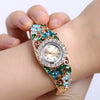 Women's Alloy Bracelet Quartz Watch With Diamonddecorated Butterfly Flower Design And Round Dial
