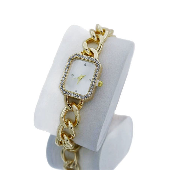 Women's Alloy Bracelet Watch Square Diamond Set Quartz Fashion Elegant Casual
