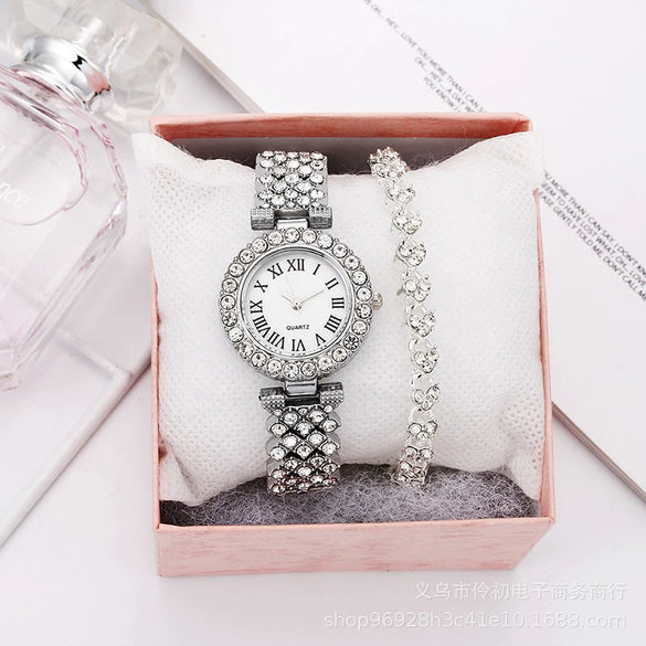 Women's Alloy Bracelet Watch With Round Dial Quartz Movement Single Folding Buckle Spiral Crown And Leisure Style